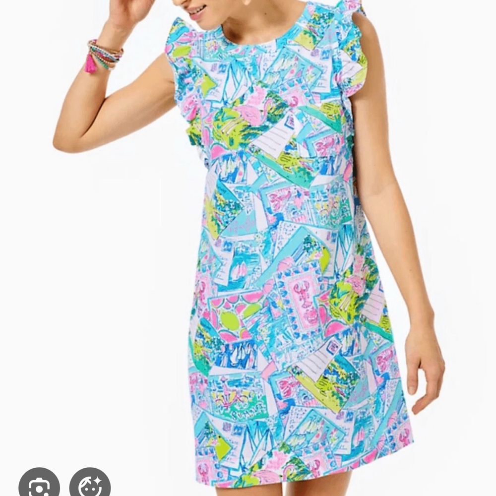 NWT Lilly Pulitzer Laina Dress Wish You Were Here Palm Beach L